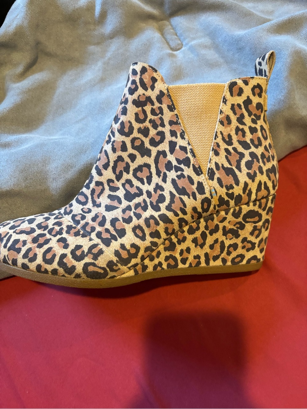 TOM’S Leopard Print Wedge Ankle Bootie
